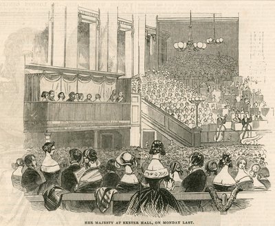 Jej Wysokość Królowa Wiktoria w Exeter Hall, Strand, Londyn autorstwa English School