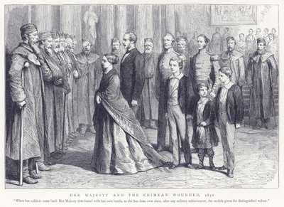Jej Wysokość i ranni krymscy, 1856 autorstwa English School