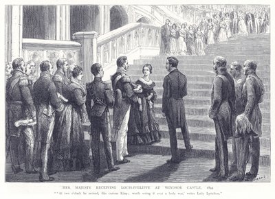 Jej Wysokość odbiera Ludwika Filipa w zamku Windsor, 1844 autorstwa English School