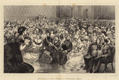 Koncert państwowy Jej Królewskiej Mości w Pałacu Buckingham (rycina) autorstwa English School