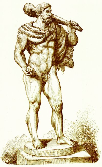 Herkules, ilustracja z Historii Rzymu autorstwa Victora Duruy, opublikowana w 1884 r. (obraz ulepszony cyfrowo) autorstwa English School