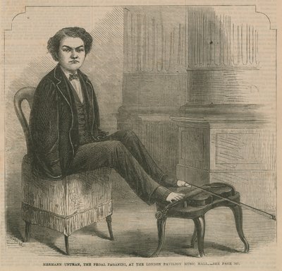 Hermann Untman, pedał Paganini, w London Pavilion Music Hall autorstwa English School