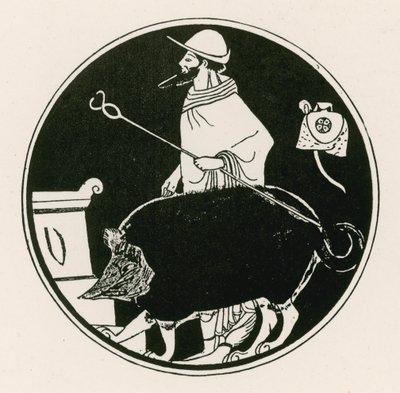 Hermes i zamaskowany pies (grawerunek) autorstwa English School