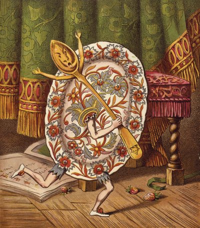 Hey Diddle Diddle (kolorowa litografia) autorstwa English School