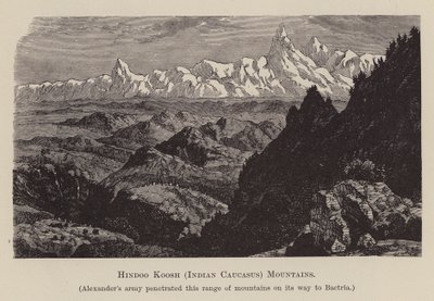 Hindoo Koosh, indyjski Kaukaz, góry (rycina) autorstwa English School