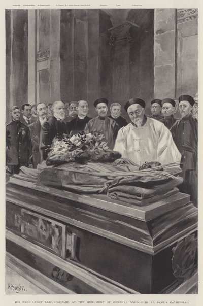 Jego Ekscelencja Li-Hung-Chang przy pomniku generała Gordona w katedrze św. Pawła (lito) autorstwa English School