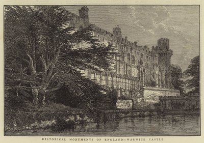 Zabytki Anglii, Zamek Warwick (rycina) autorstwa English School