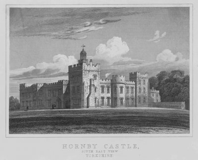 Zamek Hornby, widok na południowy wschód, Yorkshire (grawerowanie) autorstwa English School