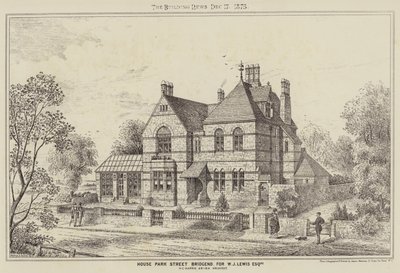 House Park Street Bridgend, dla WJ Lewis Esquire (grawerowanie) autorstwa English School