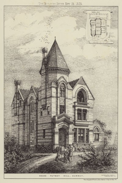 Dom Putney Hill, Surrey (grawerowanie) autorstwa English School