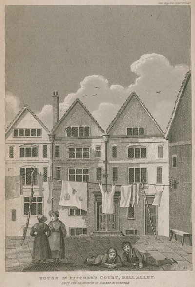 Dom w Pitchers Court, Bell Alley, niegdyś rezydencja Roberta Bloomfielda autorstwa English School