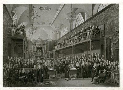 Izba Lordów podczas ważnego śledztwa w 1820 r autorstwa English School