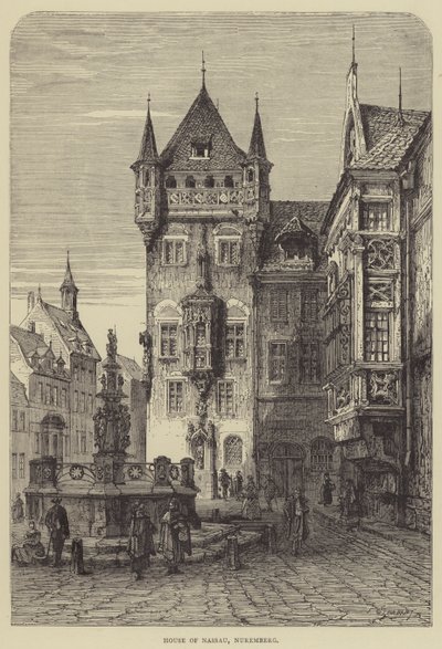 Dom Nassau, Norymberga (rycina) autorstwa English School