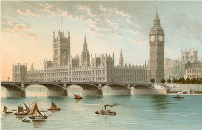Houses of Parliament i Westminster Bridge autorstwa English School
