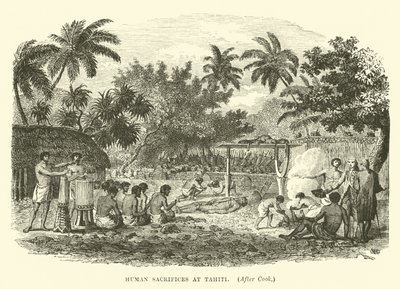Ofiary z ludzi na Tahiti, po Cook autorstwa English School