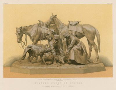 Grupa myśliwska z brązu autorstwa pułkownika Sibericha, Petersburg (chromolit) autorstwa English School