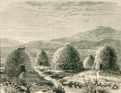 Chaty w Uig ok. 1880 r., ze „Obrazków szkockich” wydanych przez Towarzystwo Religijne Traktu autorstwa English School