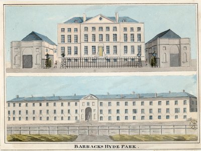 Hyde Park Barracks, Londyn (wc na papierze) autorstwa English School