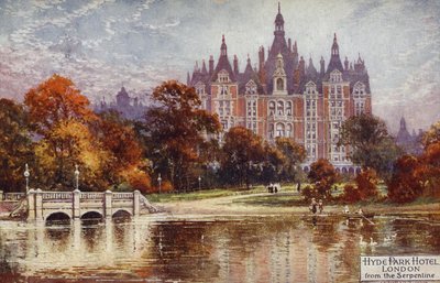 Hyde Park Hotel, London, vom Serpentine von English School