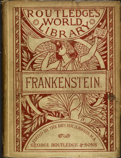 Ilustrowana przednia okładka „Frankensteina”, autorstwa Mary Shelley autorstwa English School