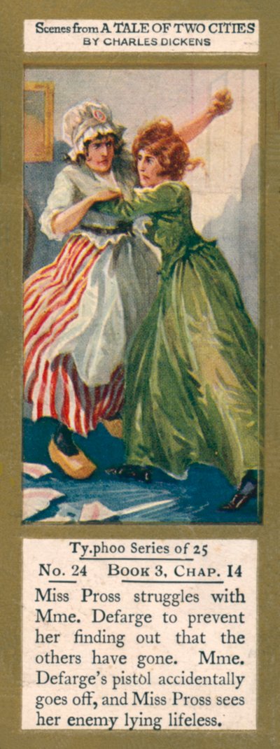 Ilustracja do "Opowieści o dwóch miastach" Charlesa Dickensa (kolorowa litografia) autorstwa English School