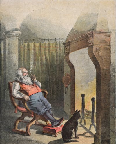 Ilustracja do filmu "Noc przed Bożym Narodzeniem" (chromolitografia) autorstwa English School