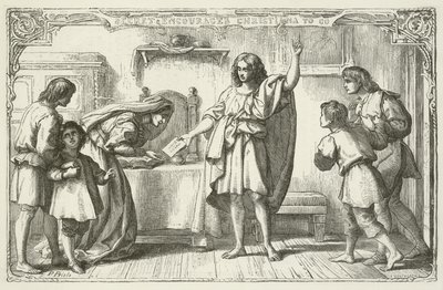 Ilustracja do The Pilgrims Progress autorstwa Johna Bunyan autorstwa English School