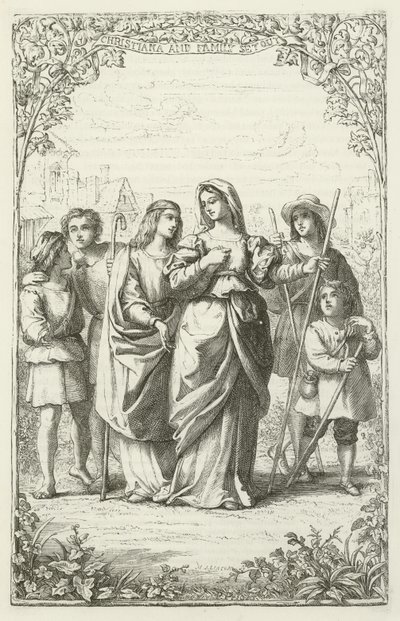 Ilustracja do The Pilgrims Progress autorstwa Johna Bunyan autorstwa English School