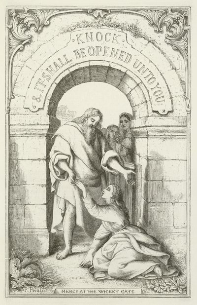 Ilustracja do The Pilgrims Progress autorstwa Johna Bunyan autorstwa English School