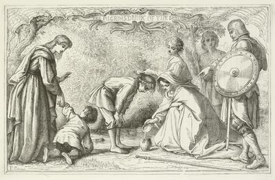 Ilustracja do The Pilgrims Progress autorstwa Johna Bunyan autorstwa English School
