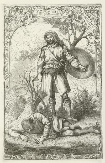 Ilustracja do The Pilgrims Progress autorstwa Johna Bunyan autorstwa English School