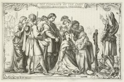 Ilustracja do The Pilgrims Progress autorstwa Johna Bunyan autorstwa English School
