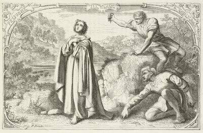 Ilustracja do The Pilgrims Progress autorstwa Johna Bunyan autorstwa English School
