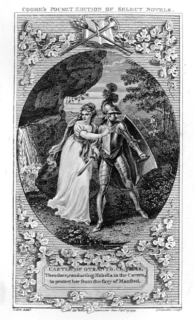Ilustracja z „Zamku Otranto”, Horace Walpole, 1765 autorstwa English School