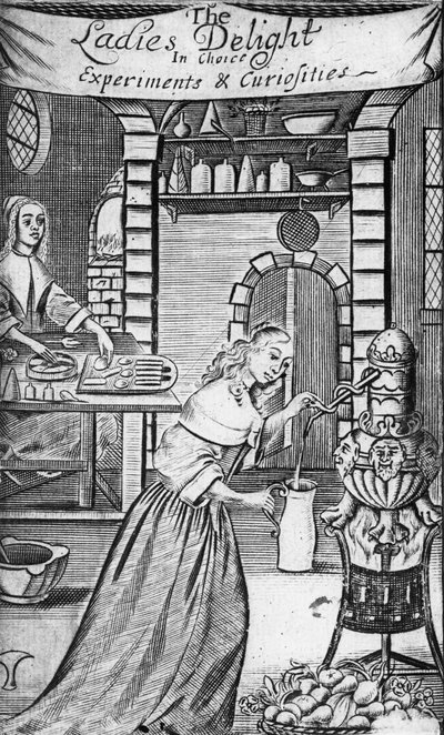 Ilustracja z „The Ladies Delight w wyborze eksperymentów i ciekawostek” Hannah Woolley, 1672 autorstwa English School