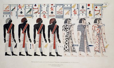 Ilustracja z Grobowców Królewskich w Tebach, odkryta przez G. Belzoniego, druk opublikowany 1820 autorstwa English School