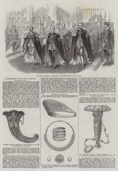 Ilustracje królewskiego małżeństwa, sala przyjęć (rycina) autorstwa English School
