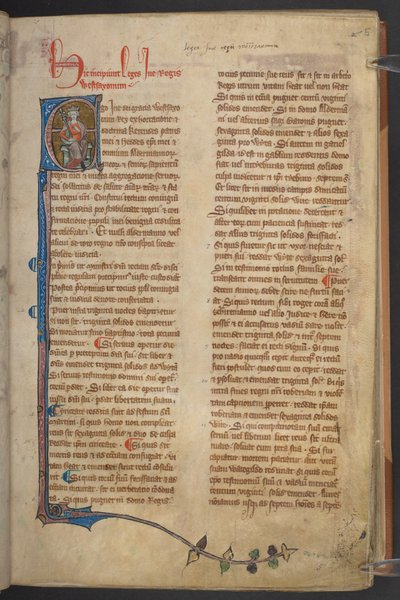 Wizerunek króla Ine ze Statutów Anglii, Rękopis bawełniany Klaudiusz D II, f.5r autorstwa English School