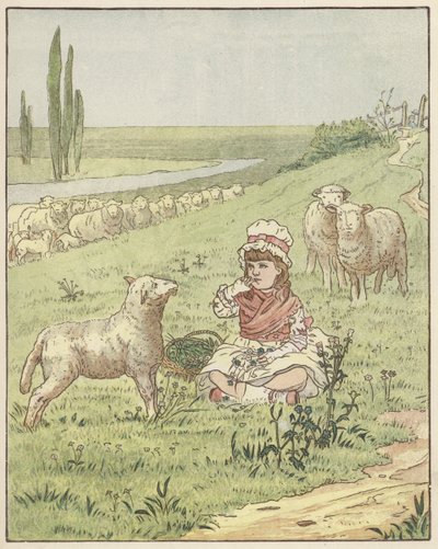 Na łąkach (kolorowa litografia) autorstwa English School