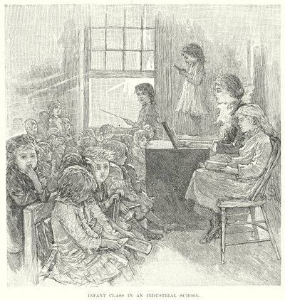 Klasa niemowlęca w szkole przemysłowej (grawerunek) autorstwa English School