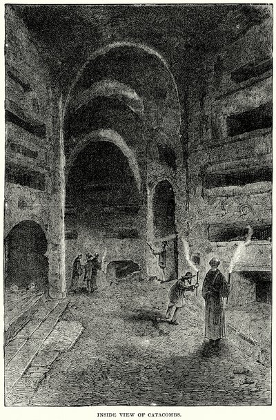 Widok katakumb od wewnątrz (grawerunek) autorstwa English School