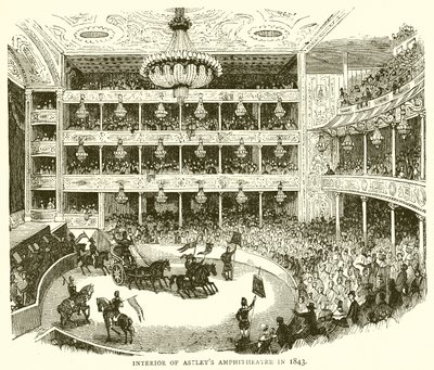 Wnętrze Amfiteatru Astleys w 1843 r. autorstwa English School