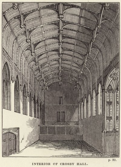 Wnętrze Crosby Hall w Chelsea autorstwa English School