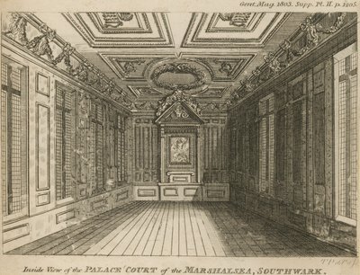 Wnętrze dziedzińca pałacowego więzienia Marshalsea autorstwa English School