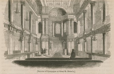 Wnętrze synagogi w Great St Helens w Londynie autorstwa English School