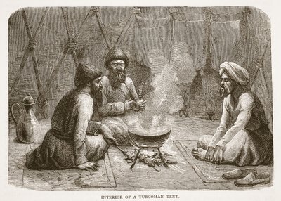 Wnętrze namiotu Turcomana, ilustracja z Cassells Illustrated History of England autorstwa English School