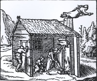 Wnętrze domu czarownicy, 1579 autorstwa English School