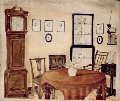 Wnętrze domu handlarzy antykami, ok. 1870 (wc na papierze) autorstwa English School