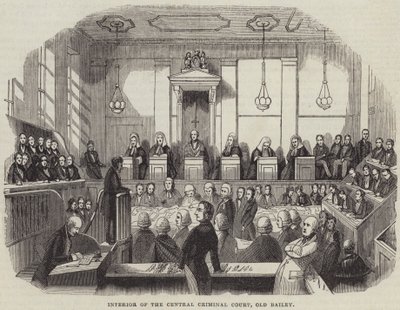 Wnętrze Centralnego Sądu Karnego, Old Bailey (rycina) autorstwa English School