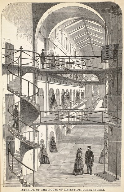 Wnętrze aresztu, Clerkenwell, ilustracja z The Criminal Prisons of London i Sceny z życia więziennego Henry